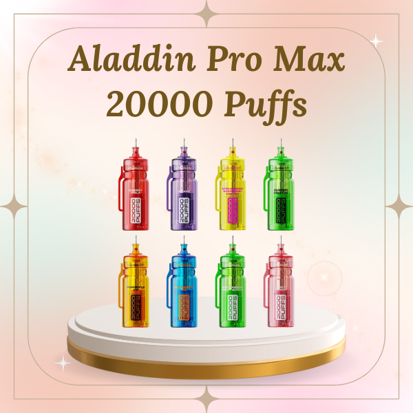 Aladdin Pro Max 20000 Puffs disposable vape device in sleek black finish