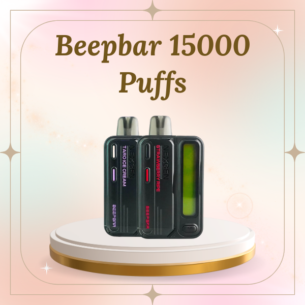 Beepbar 15000 Puffs disposable vape with triple wattage setting and dual mesh coil flavors