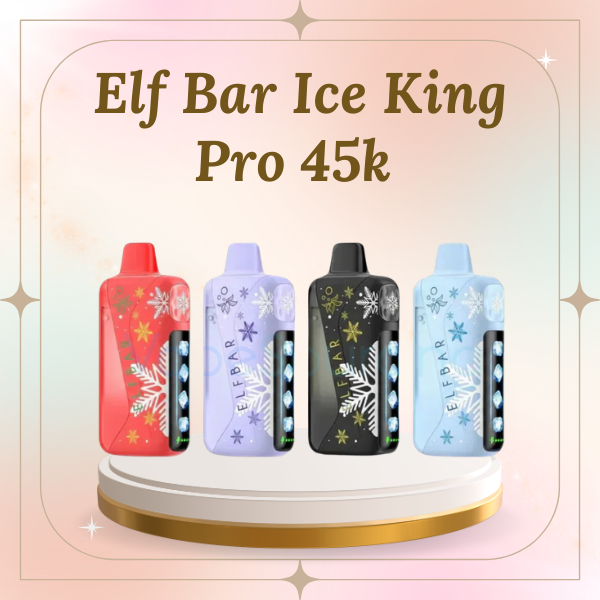 Elf Bar Ice King Pro 45K disposable vape device highlighting the transparent e-liquid tank design