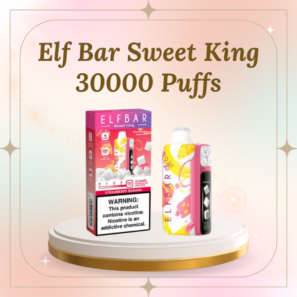 Elf Bar Sweet King 30000 Puffs front view with LED screen active