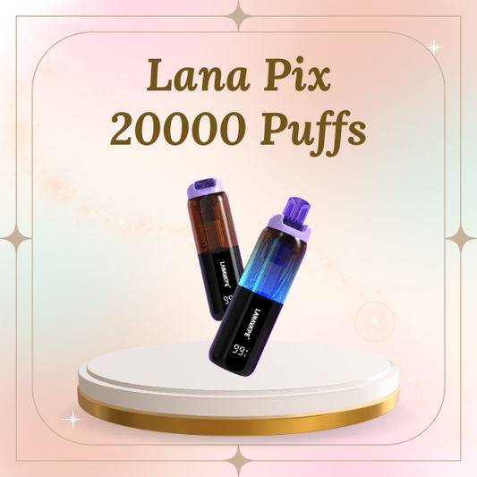 Lana Pix 20000 Puffs disposable vape with smart digital screen displaying battery and e-liquid levels