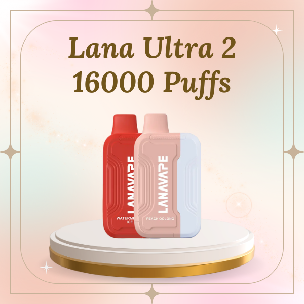 Lana Ultra 2 16000 Puffs disposable vape with LED screen display, colorful design, and mesh coil technology.