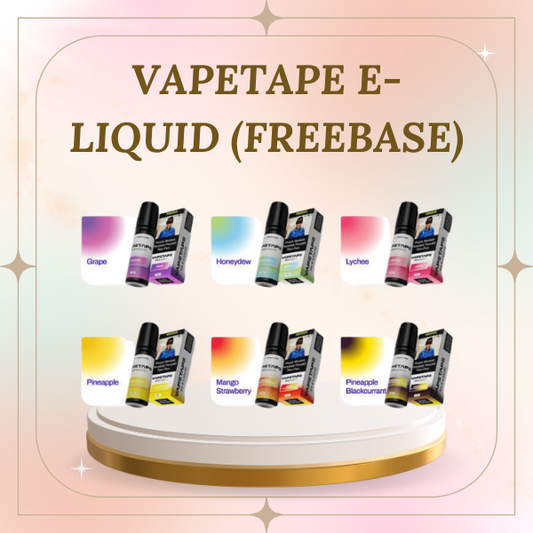 Vapetape Freebase E-Liquid 15ml bottle packaging showcase